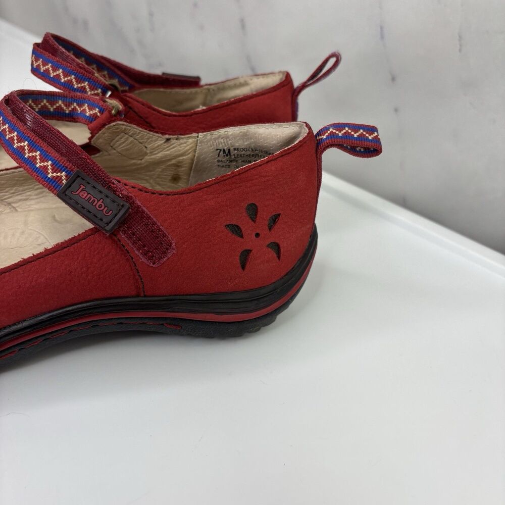 Jambu Blossom Brooks Red Mary Jane Flat Shoes Womens Size 7 M laser cut Retro - Picture 9 of 16